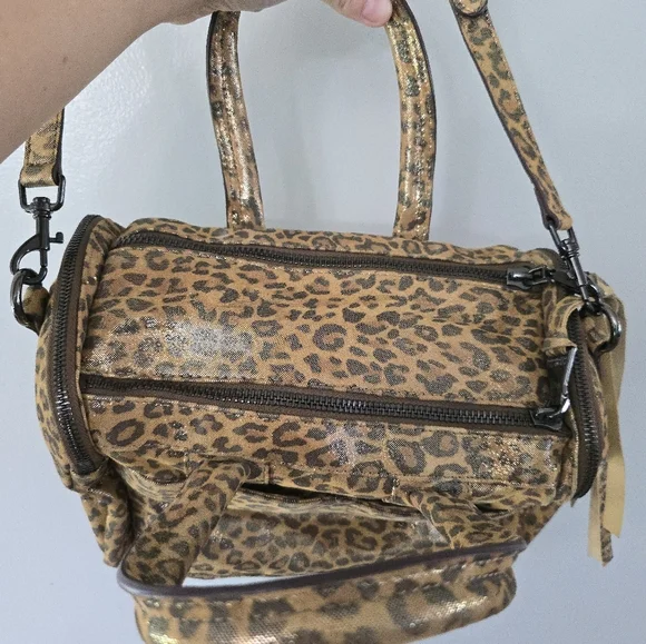 AIMEE KESTENBERG Leopard Cheetah Print Leathee CAR-GO SHOULDER SATCHEL BAG - Picture 4 of 14